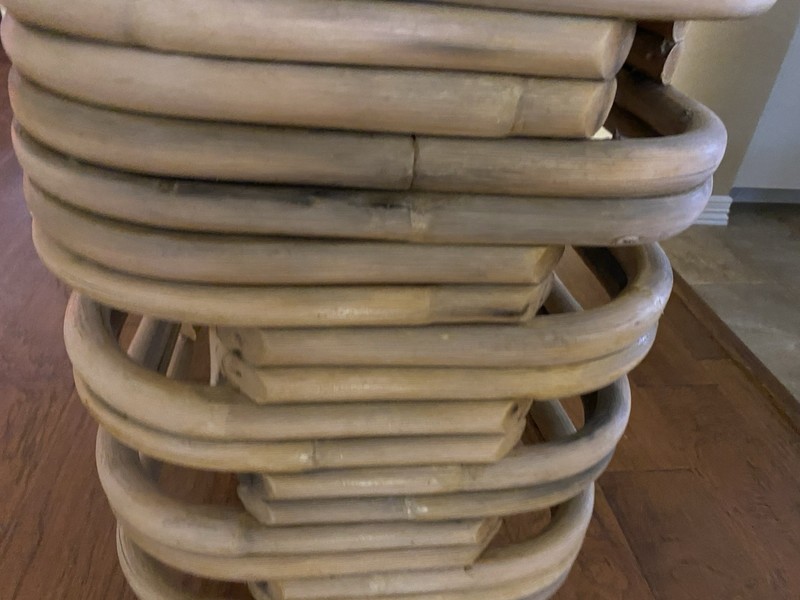Paul Frankl Style Stacked Rattan Art Deco MCM side tiered table gallery