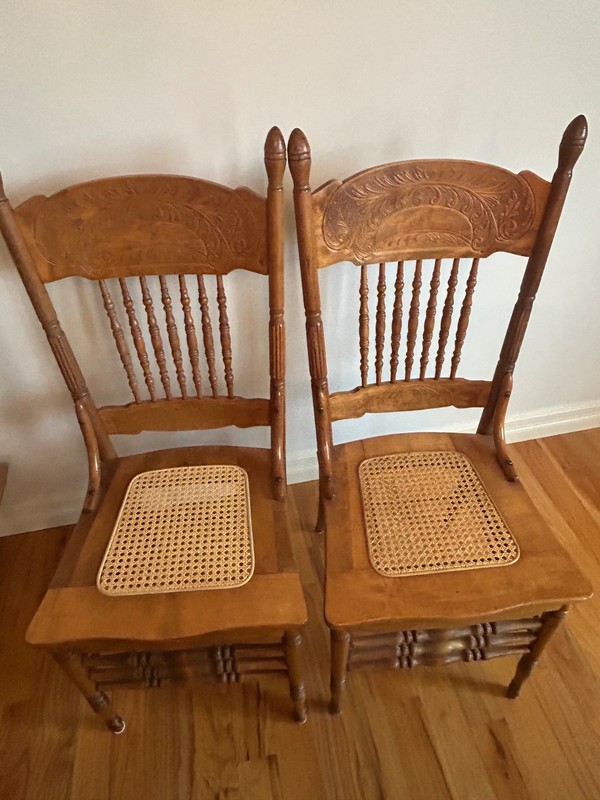 antique solid oak claw foot table with 5 chairs and additional solid oak 5 chair gallery