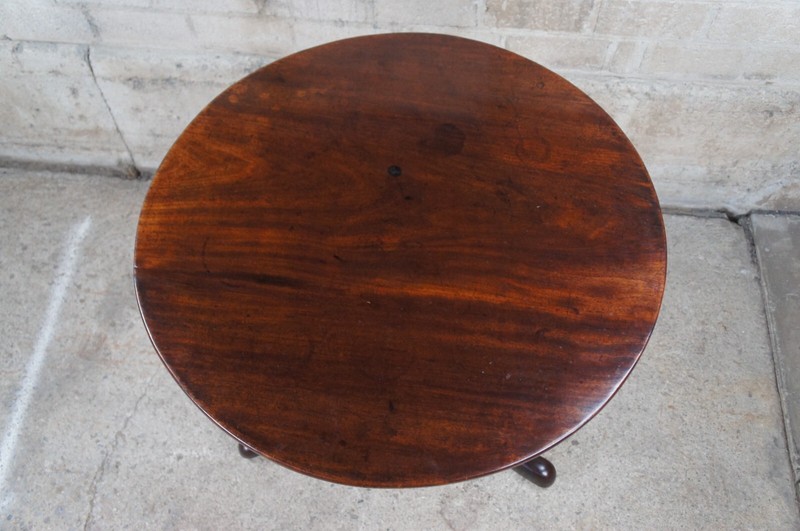 Antique 18th Century George II English Mahogany Tilt Top Birdcage Tea Table gallery
