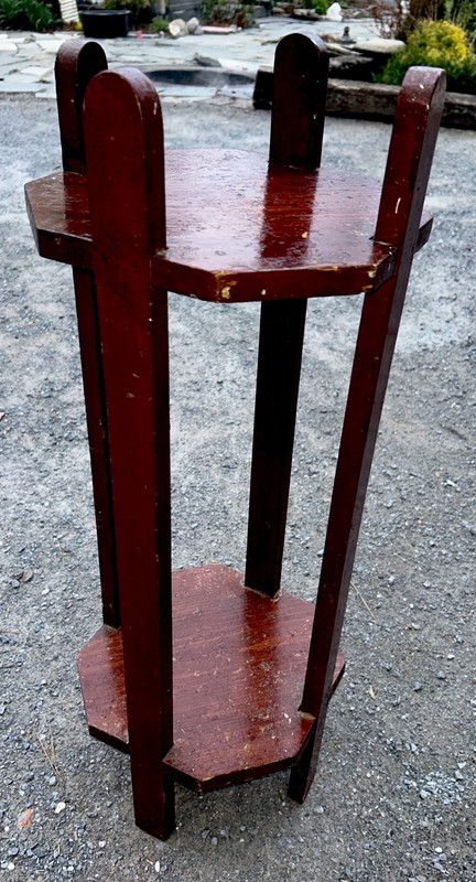 Arts & Crafts Mission Plant Stand Octogon 2 Tier Plant Stand 29.5 X 11.25”