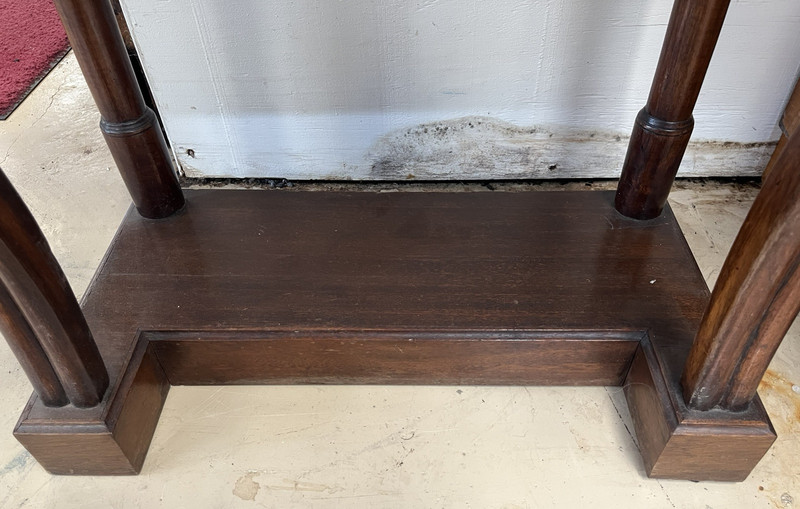 ANTIQUE FRENCH EMPIRE STYLE MARBLE-TOP MAHOGANY CONSOLE END SIDE TABLE gallery