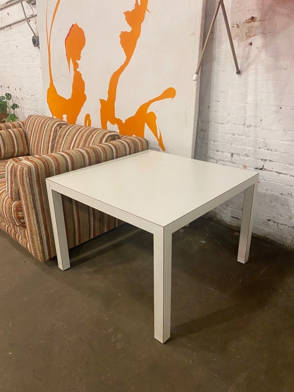  Two White Postmodern Laminate Parsons End Tables gallery