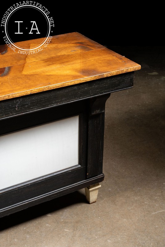 Early 20th Century Butcher's Counter With Milk Glass Panels gallery