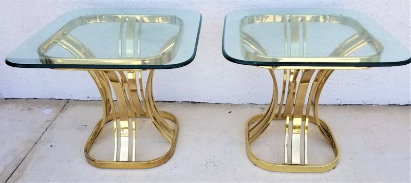 MCM Sculptural MILO BAUGHMAN Style Brass Mirror Console Sofa Table gallery