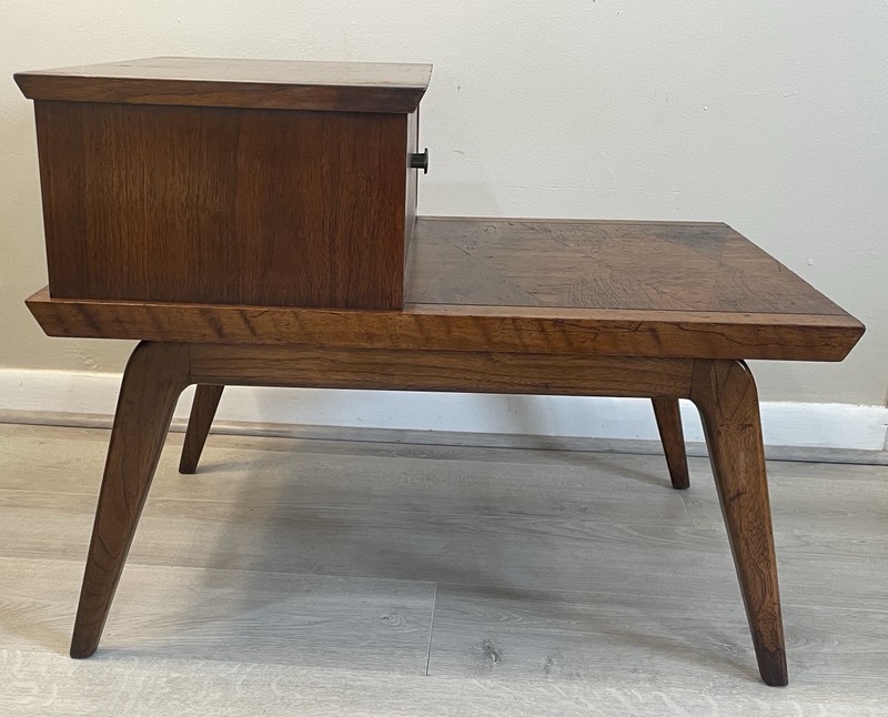Lane Harlequin Mid Century Walnut Step End Table Nightstand Vintage 1960s Rare gallery
