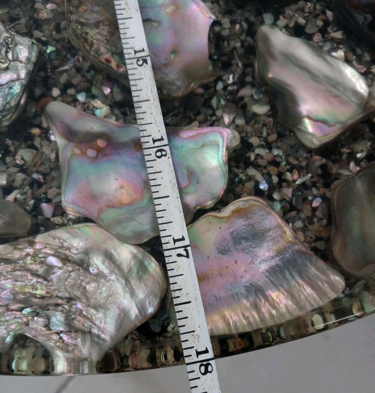 Mid Century Modern Abalone Shell Resin Tripod Side Table 18" New Designs Inc.USA gallery
