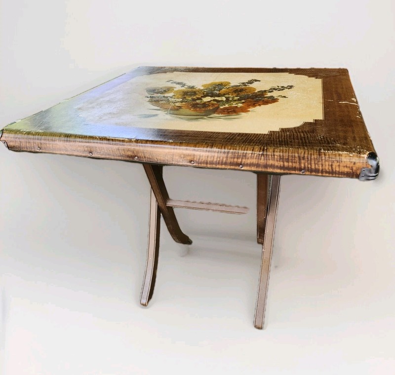 VTG 30’s Folding Tilt Card Game Table Schwayder Bros Swanson Floral Cottage Core