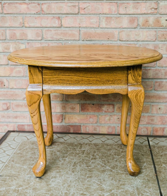 MERSMAN Solid Oak Country French Oval Accent End Table 37205