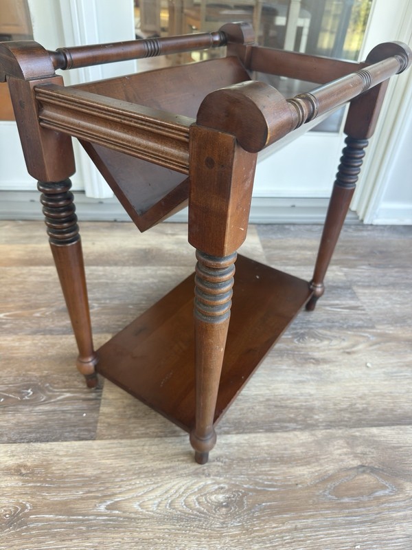 Vintage Ethan Allen Heirloom Maple Magazine Rack Canterbury Side Table 22.5x20” gallery