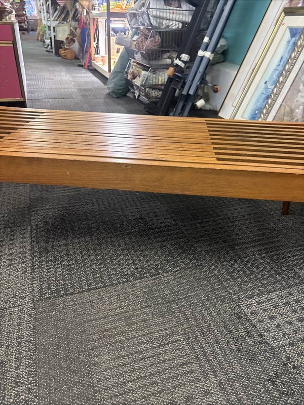 Vintage Mid Century Modern Expanding Slat Bench / Coffee Made In Yugoslavia 🔥 gallery