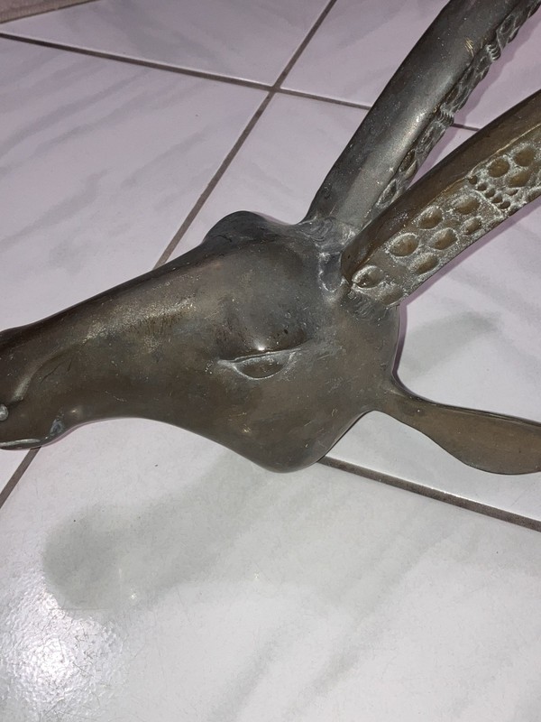 Mid Century Brass Ibex Ram Head Skull Coffee Table Base Alain Chervet LOOK READ gallery