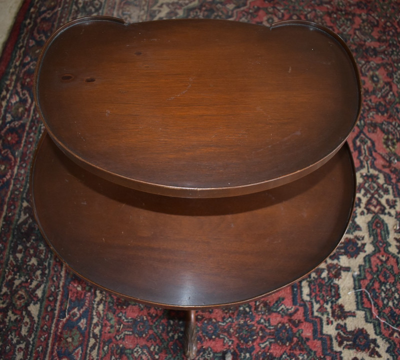 Antique Federal 2 Tier Mahogany Dumbwaiter Side Accent Dessert Table Lamp Stand gallery