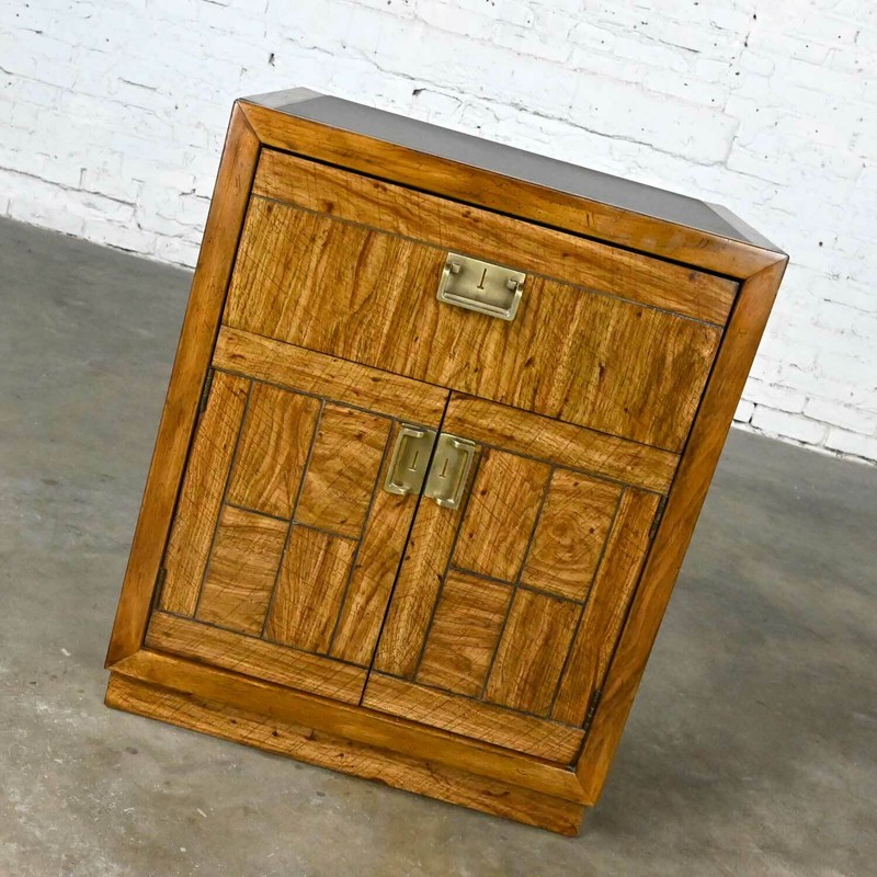 Vintage Drexel Weatherwood Collection Campaign Style End Table Cabinet or Chest gallery