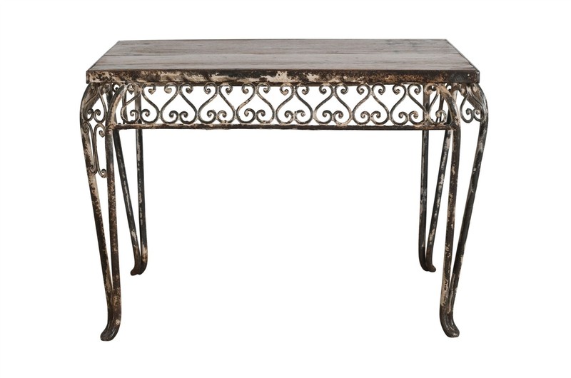Fine Matching Pair (2) of Antique Indian Iron and Teak Wood Side Tables gallery