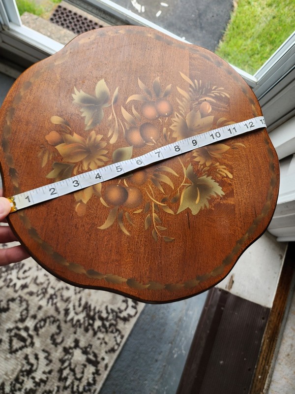 Vintage L. Hitchcock Stenciled Tripod Candle Stand Pedestal Side Table Floral gallery