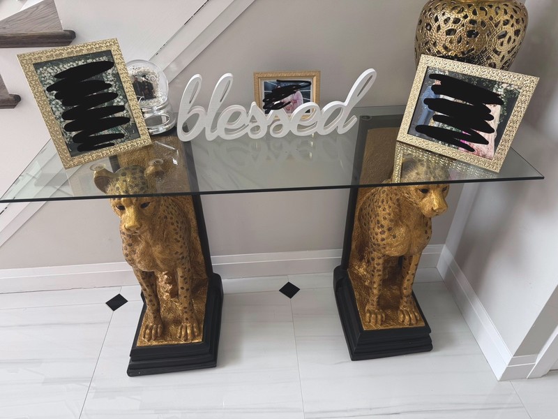 Ultra Long Luxury Mirrored Console Table Hallway Table w/ Thicken Tapered Legs