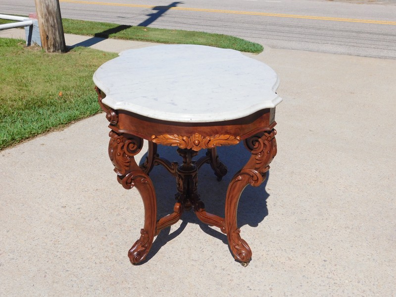 Stunning Walnut Victorian Marble Top Table gallery