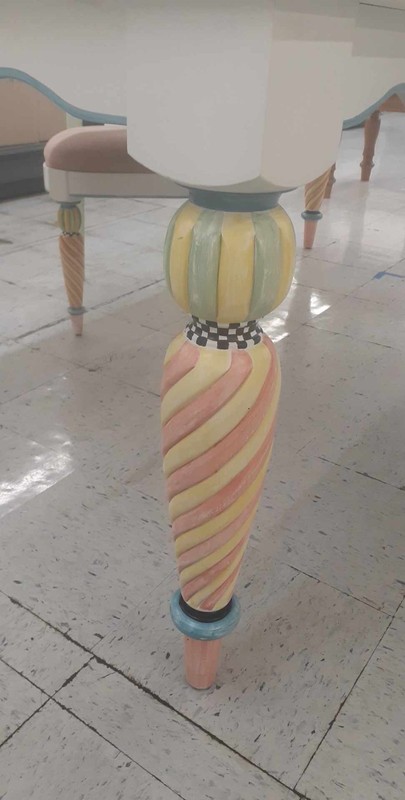 Beautiful Hand Painted Mackenzie Childs INSPIRED Glass-Top Table and Chair gallery