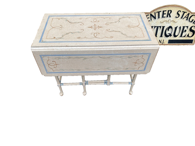 66040 Hand Painted Drop Leaf Coffee / End Table Stand gallery