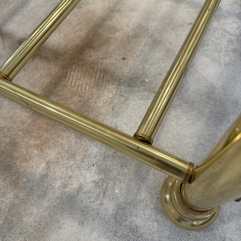 Vintage Italian Brass & Glass Mid-Century Modern End Side Tray Tube Retro Table! gallery