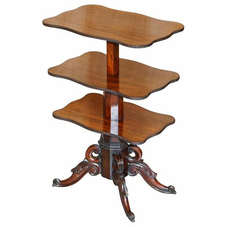 RESTORED ANTIQUE GILLOWS CUBAN MAHOGANY DUMB WAITER METAMORPHIC OCCASIONAL TABLE