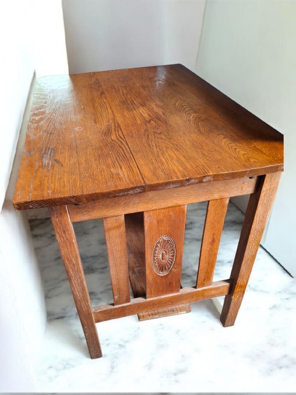Antique Oak Desk Arts & Crafts Mission Oak Furniture Table 38" Long gallery
