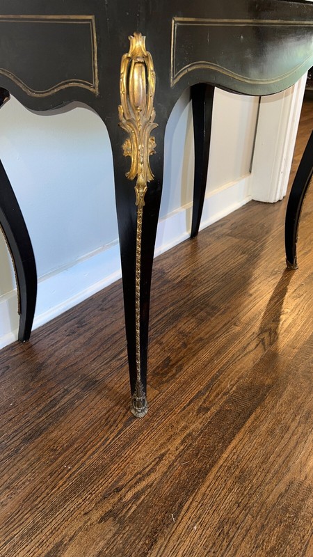 Late 19th Century Napoleon III Black Lacquer French Inlaid Flip Top Game Table gallery