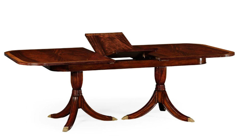 Antique Mahogany Extendable Dining Table (8 + 2), twin balauster bases gallery