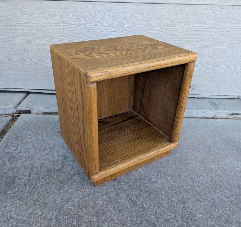 Vintage Rustic Country Oak Wood Table w Cubby/Curio Open Cube Box Shelf K53