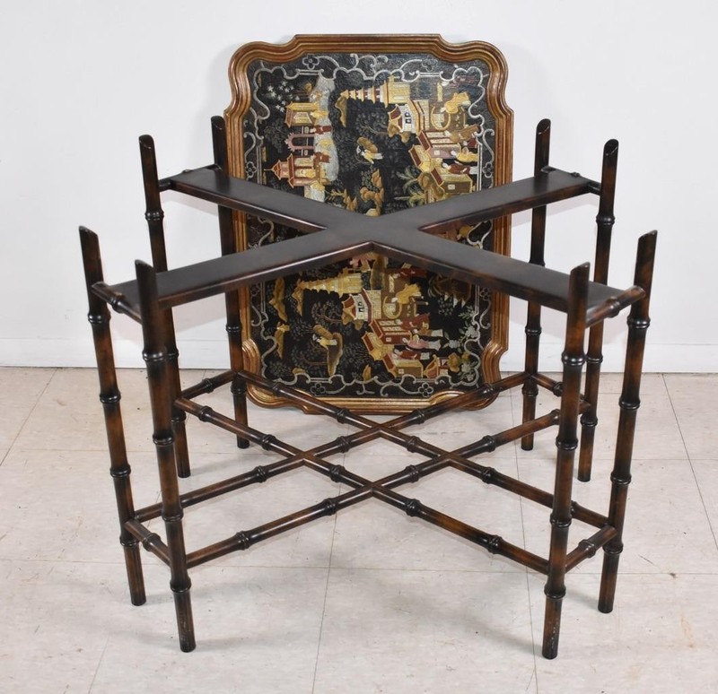 Baker Chinoiserie Tray Table with Bamboo Frame gallery