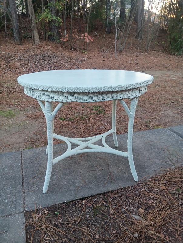 VINTAGE WICKER FIBRE OVAL PARLOR TABLE by AMERICAN CHAIR CO SHEBOYGUN WISCONSIN gallery