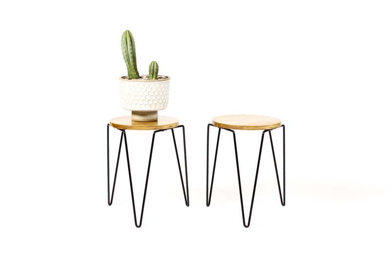 Mid Century Vintage Florence Knoll Model #75 Stacking Stool Side Tables — Pair