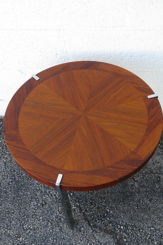 Lane Mid Century Modern Round Side End Lamp Small Coffee Table Chrome Legs 4921 gallery