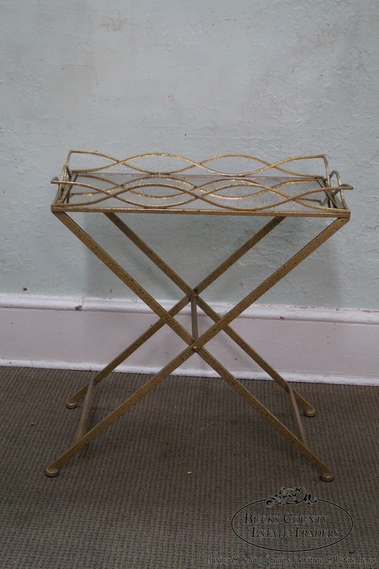 Regency Style Gilt Metal Mirror Top Serving Table gallery