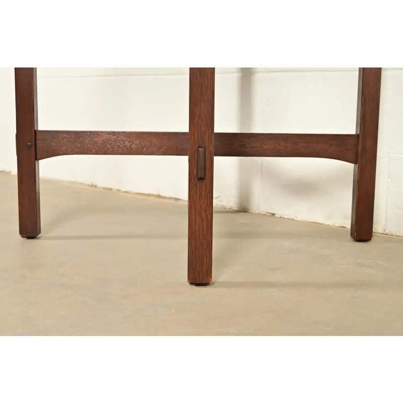 L. & J. G. Stickley Antique Mission Oak Arts & Crafts Clip Corner Lamp Table gallery
