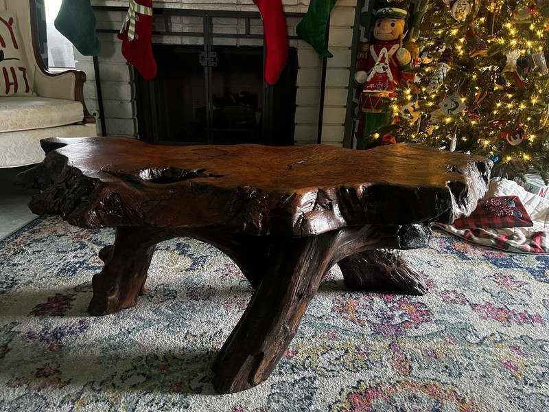 Vintage California Redwood Burl Live Edge Coffee Table – Sculptural Slab Rustic gallery