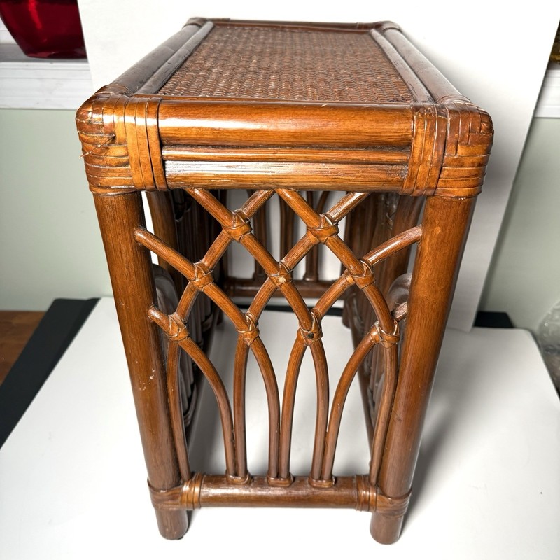 Boca Rattan Bentwood Palm Side Table Or Bench 1970’s Regency Beach 17.5” Tall gallery