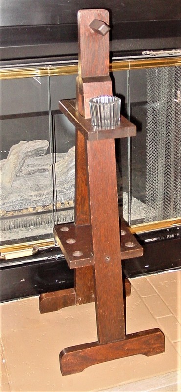 Antique Primitive Handcrafted Wood Candle Stick Holder Table gallery