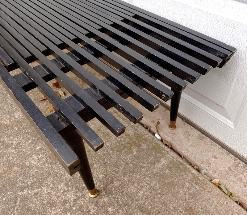 SUPER COOL MID CENTURY MODERN EXPANDABLE SLAT TABLE, JOHN KEAL? 4' TO 5'... gallery