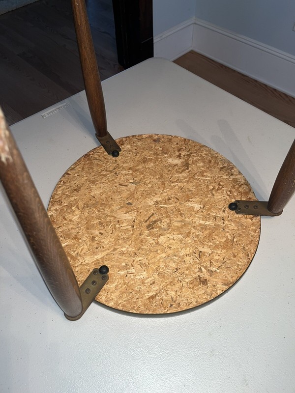 Mid century faux marble spider accent table. 15 1/2” diameter. 15” tall. gallery