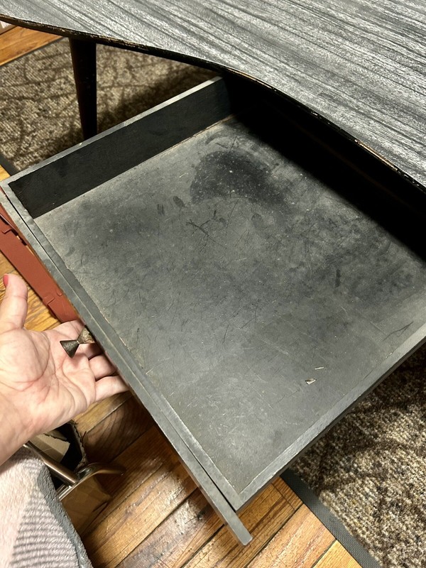 Mid Century Modern Kidney Style Coffee Table Grey Finish gallery