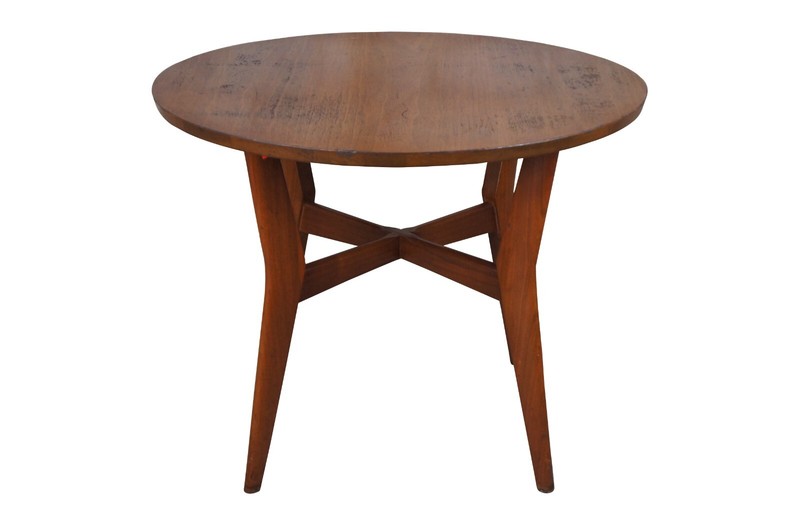 Mersman Mid Century Modern Scandinavian Style Walnut Round Side End Table 28″