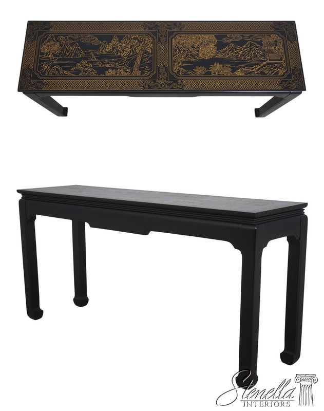 L73240: Chinese Black & Gold Decorated Console Table