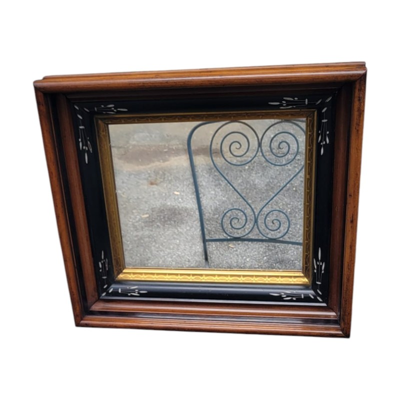 19th C American Victorian Walnut Mirror Gold Gilt Black Ebonized Frame Antique gallery