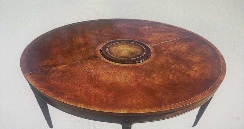 1950's Vintage Mahogany Half Moon- Full Moon Coffee Table With Lazy Susan gallery