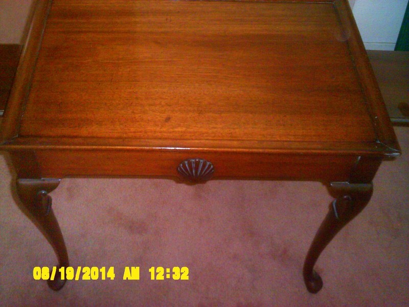 Hickory Chair Mahogany Queen Anne Tea Table w/Pull-Outs Pair