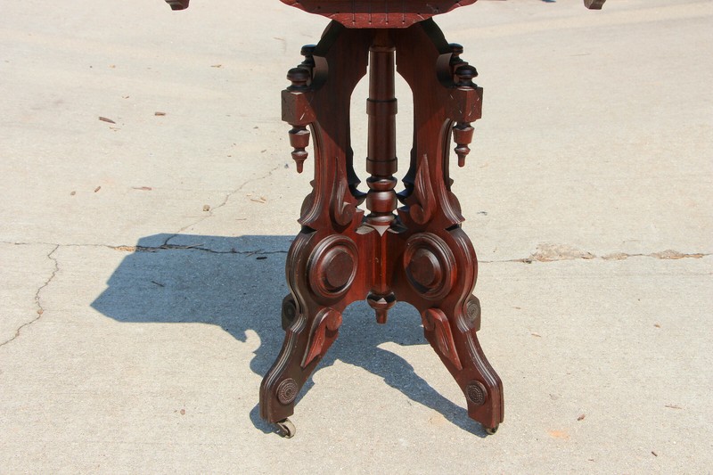 Fancy Ornate Walnut Victorian Shaped Marble Top Parlor Table ~ Ca.1870 gallery