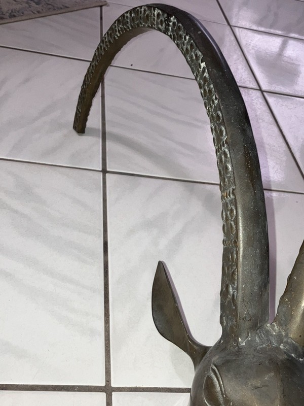 Mid Century Brass Ibex Ram Head Skull Coffee Table Base Alain Chervet LOOK READ gallery