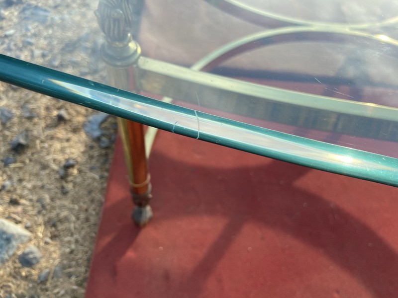 Vintage Mid Century Hollywood Regency Brass And Beveled Glass Top Coffee Table gallery