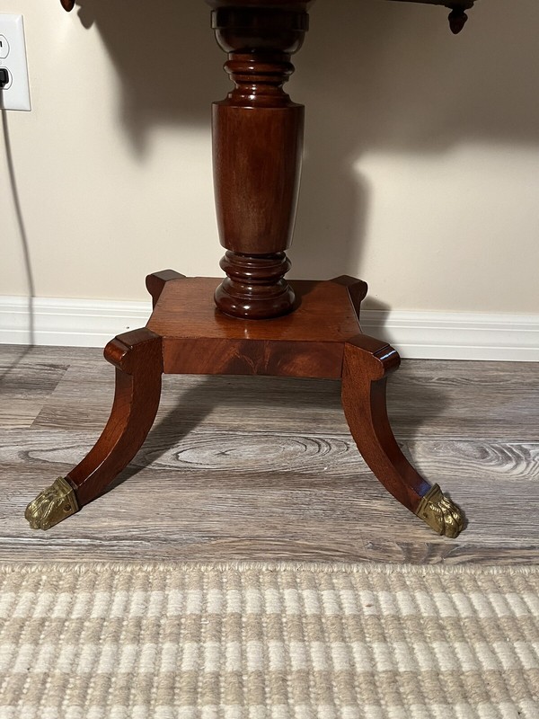 Federal American Classical Mahogany Work Table Single Pedastal School of Phyfe gallery